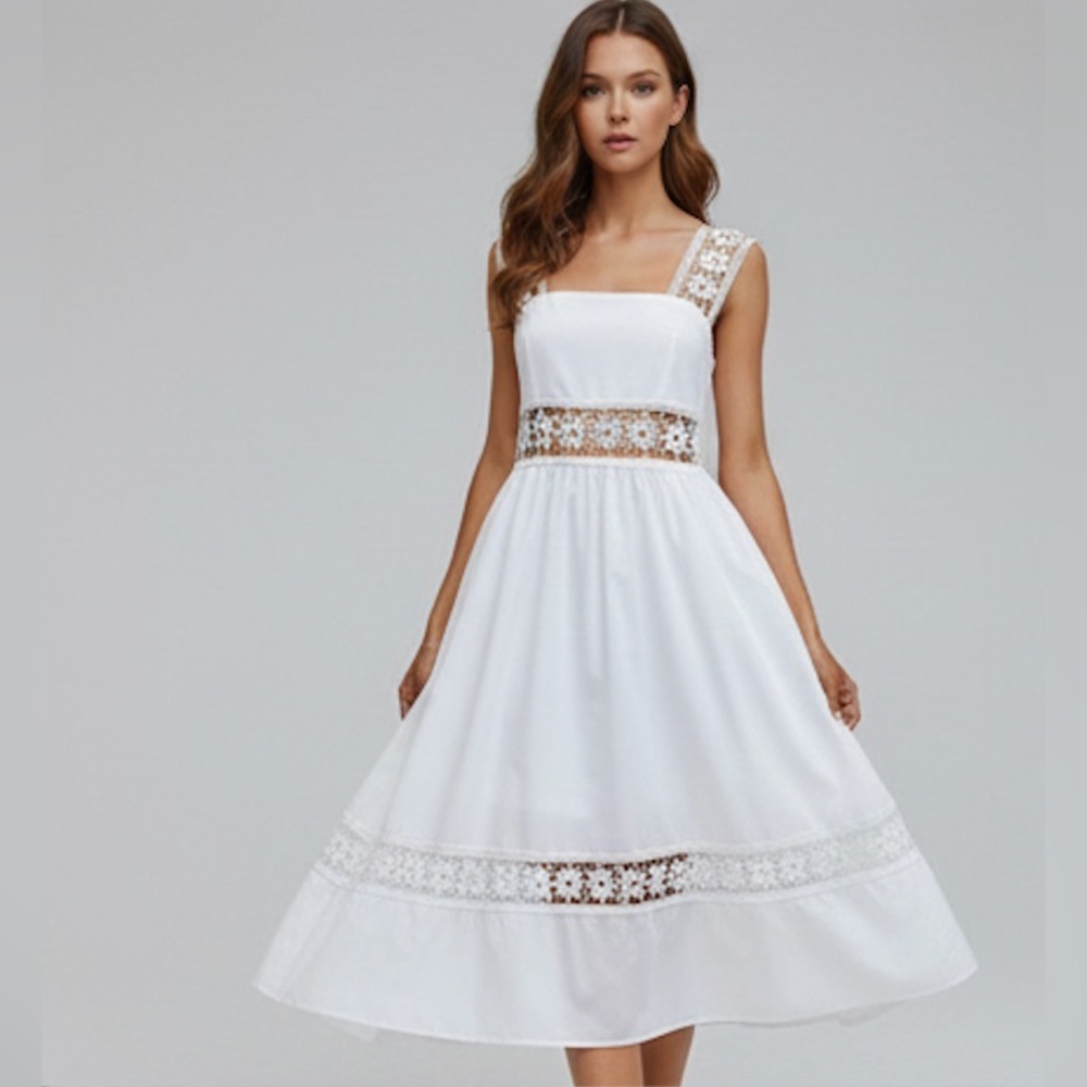 Eyelet Embroidery Dress White